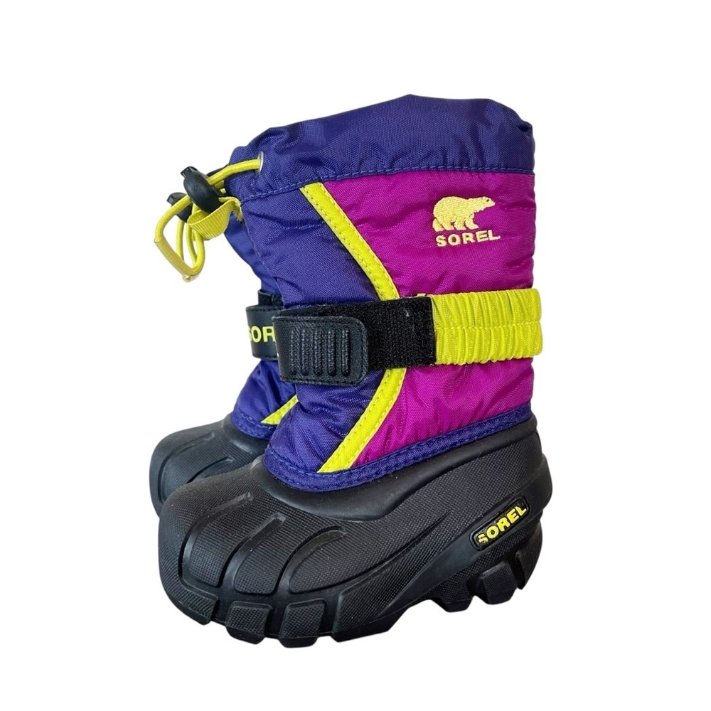 Sorel Kids Purple Magenta and Yellow Snow Boots